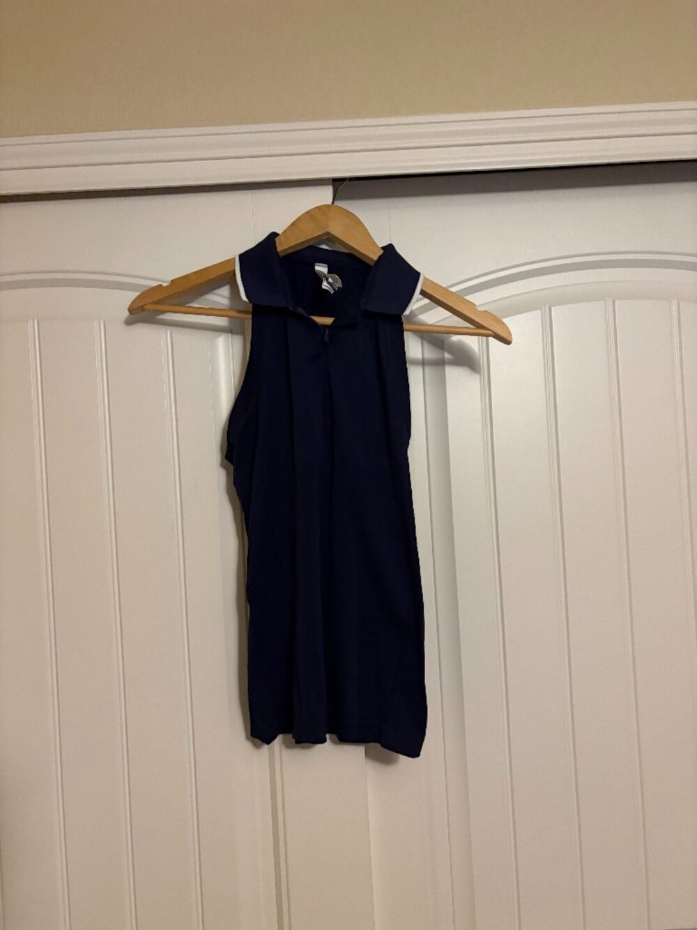Athleta Momentum Seamless Polo Tank XS Xtra Small Navy Blue Collared Sleeveless